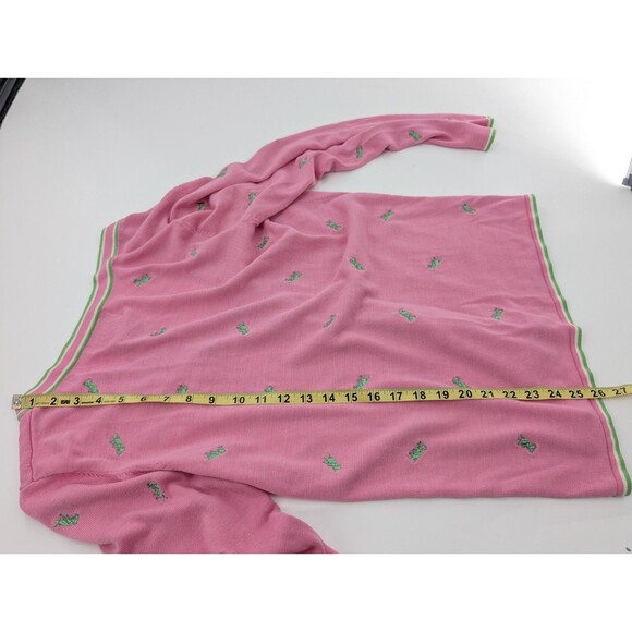 Quacker Factory Pink Silk Cotton Green Grasshoppers Cardigan Sweater Size Small - Picture 6 of 8